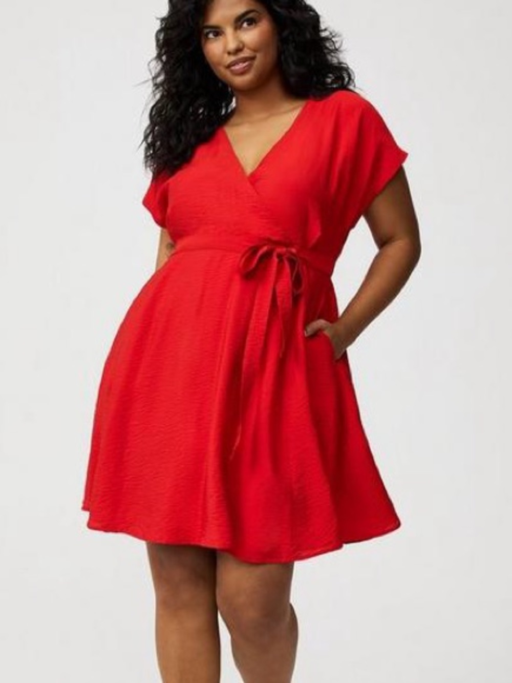 Torrid Wrap Tie Waist Flowy Rayon lightweight Short Sleeve Pocket Dress Sz 3X